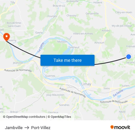 Jambville to Port-Villez map