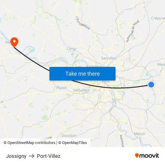 Jossigny to Port-Villez map