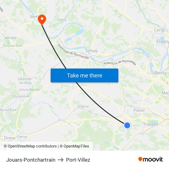 Jouars-Pontchartrain to Port-Villez map