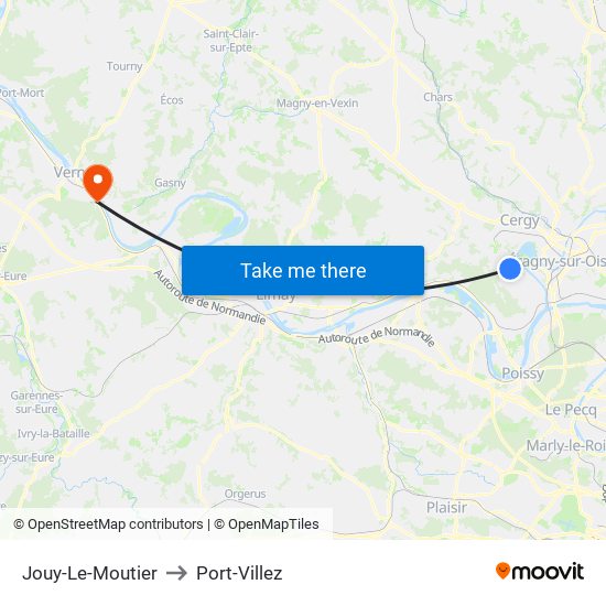 Jouy-Le-Moutier to Port-Villez map