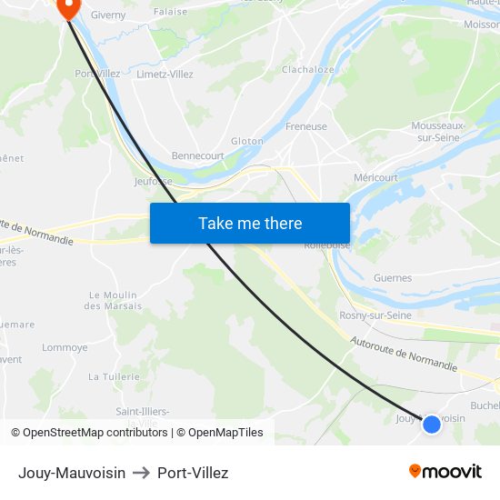 Jouy-Mauvoisin to Port-Villez map