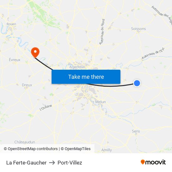 La Ferte-Gaucher to Port-Villez map