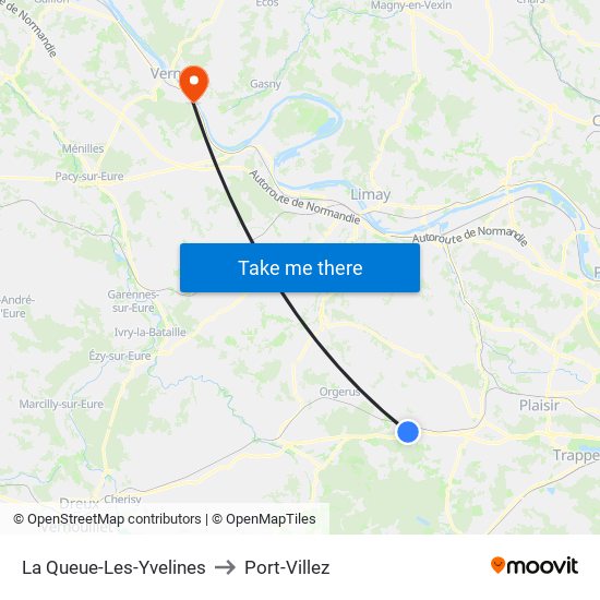 La Queue-Les-Yvelines to Port-Villez map
