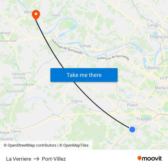 La Verriere to Port-Villez map