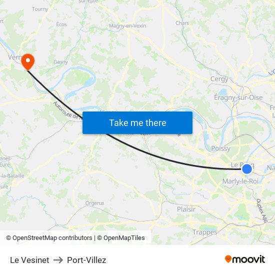 Le Vesinet to Port-Villez map