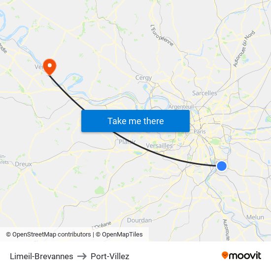 Limeil-Brevannes to Port-Villez map