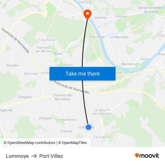Lommoye to Port-Villez map