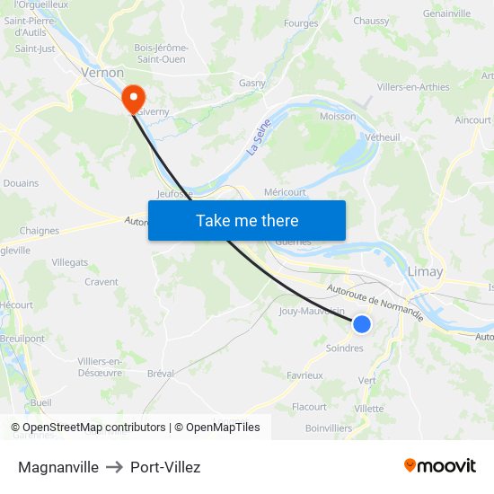 Magnanville to Port-Villez map