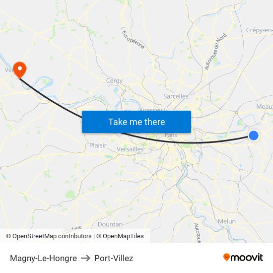 Magny-Le-Hongre to Port-Villez map