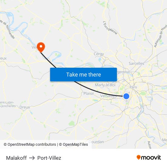 Malakoff to Port-Villez map