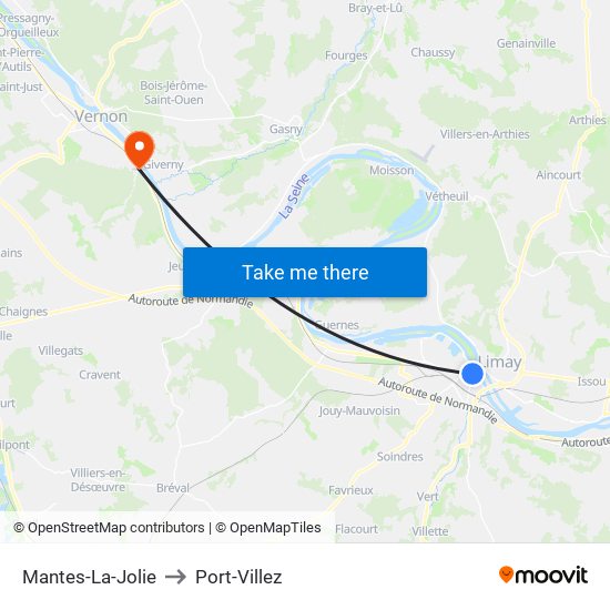 Mantes-La-Jolie to Port-Villez map
