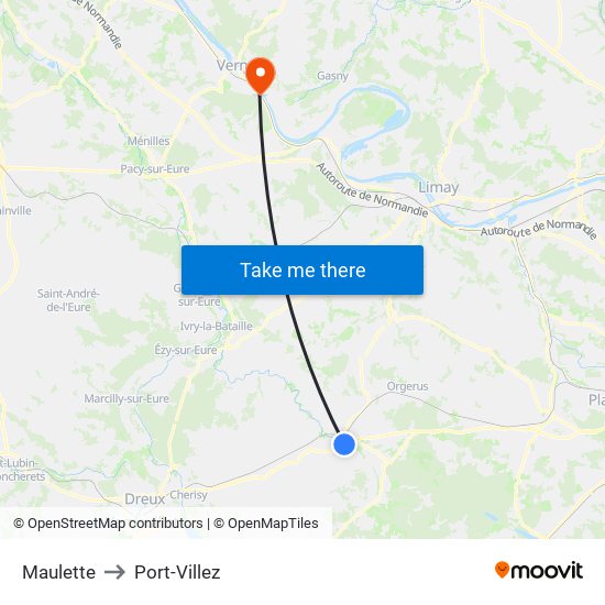 Maulette to Port-Villez map