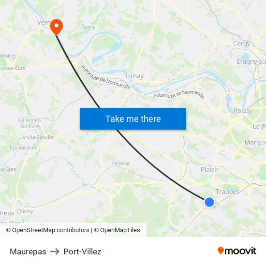 Maurepas to Port-Villez map