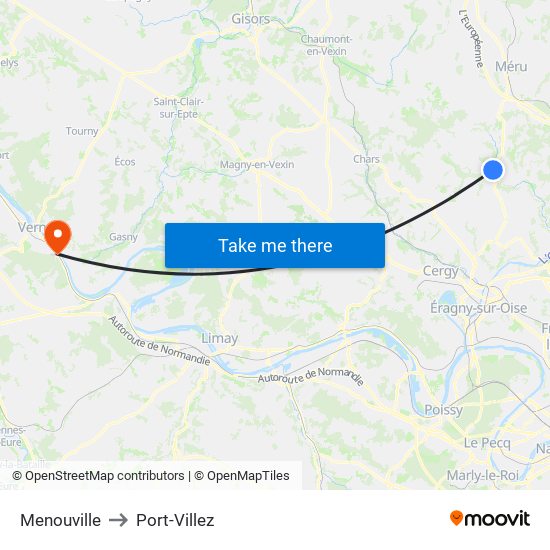 Menouville to Port-Villez map