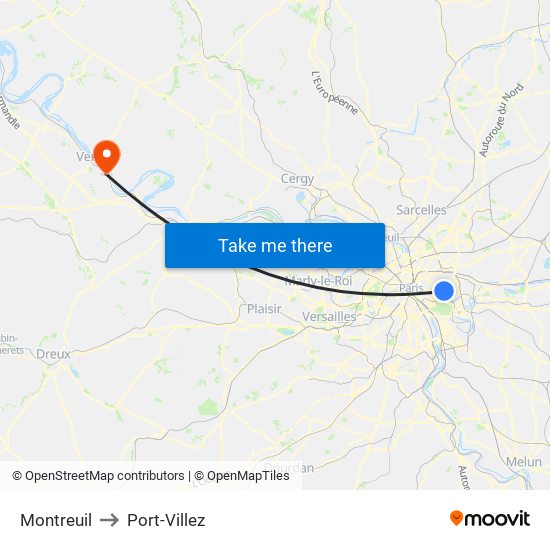 Montreuil to Port-Villez map