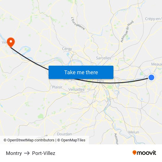 Montry to Port-Villez map