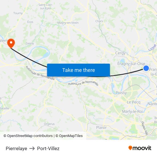 Pierrelaye to Port-Villez map