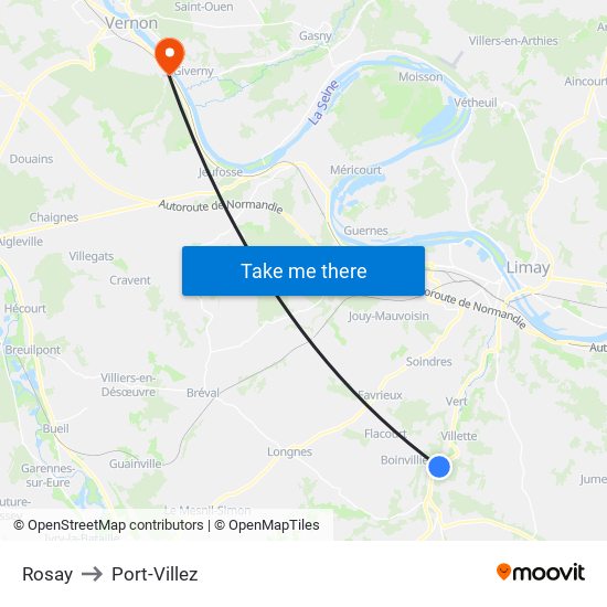 Rosay to Port-Villez map