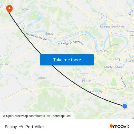 Saclay to Port-Villez map