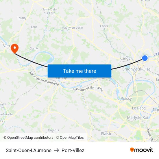 Saint-Ouen-L'Aumone to Port-Villez map