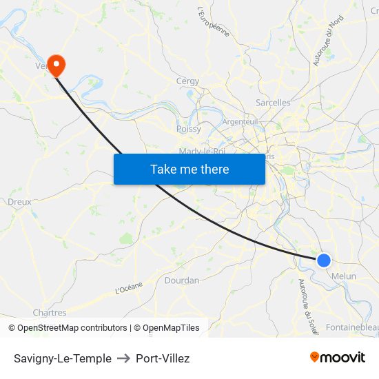 Savigny-Le-Temple to Port-Villez map