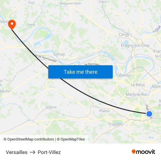 Versailles to Port-Villez map