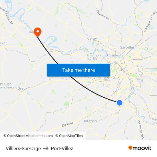 Villiers-Sur-Orge to Port-Villez map