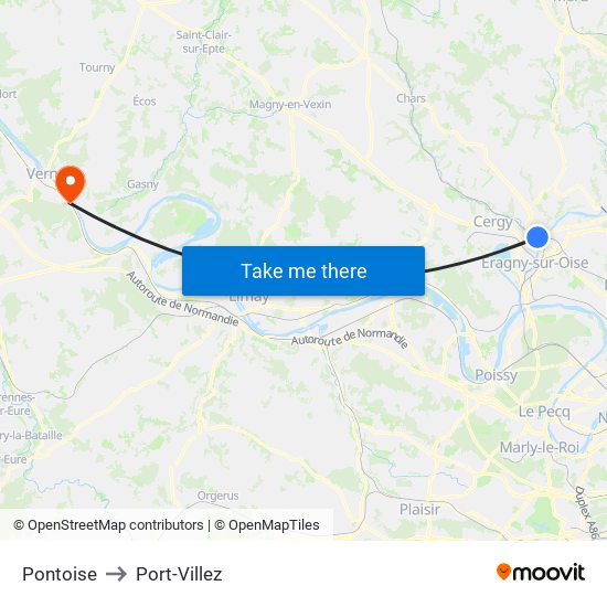 Pontoise to Port-Villez map