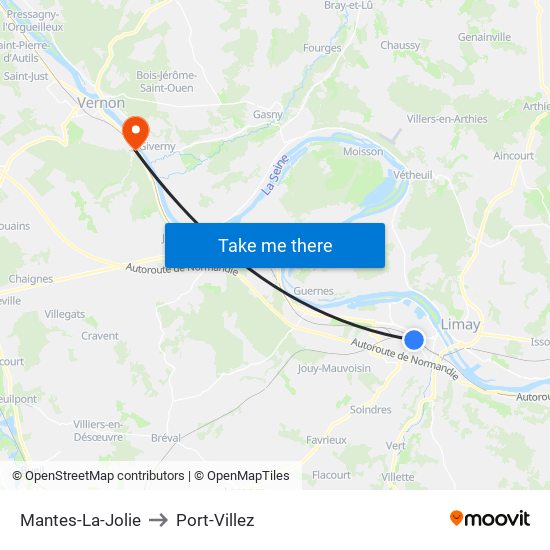 Mantes-La-Jolie to Port-Villez map