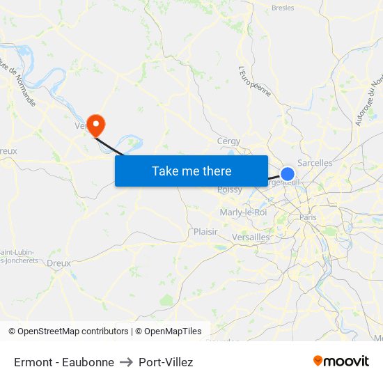 Ermont - Eaubonne to Port-Villez map