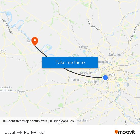 Javel to Port-Villez map