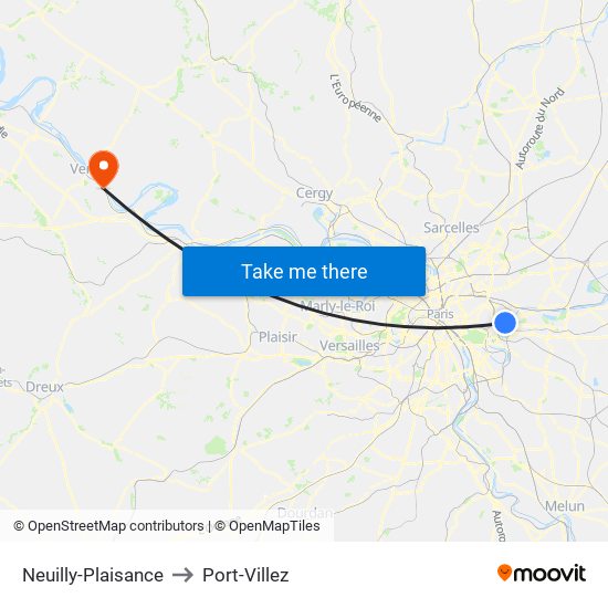 Neuilly-Plaisance to Port-Villez map