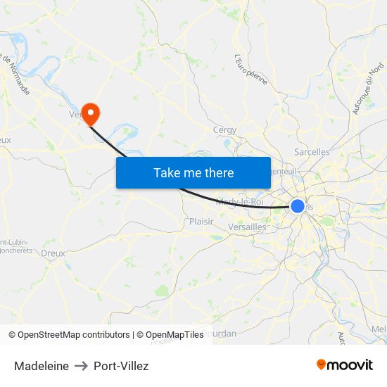 Madeleine to Port-Villez map