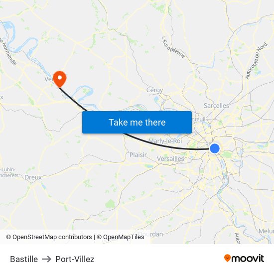 Bastille to Port-Villez map