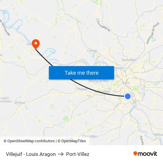 Villejuif - Louis Aragon to Port-Villez map