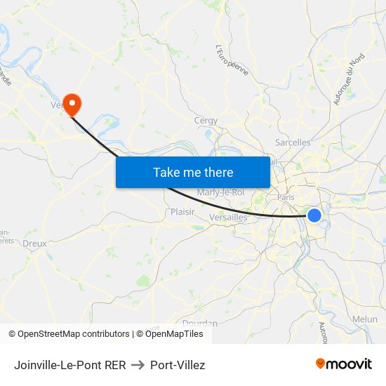 Joinville-Le-Pont RER to Port-Villez map