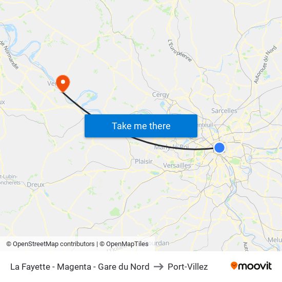 La Fayette - Magenta - Gare du Nord to Port-Villez map