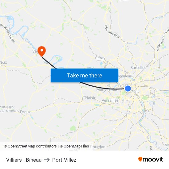 Villiers - Bineau to Port-Villez map
