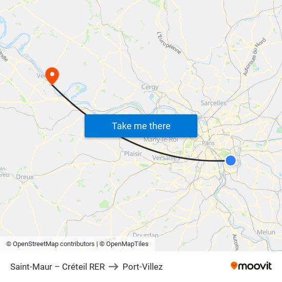 Saint-Maur – Créteil RER to Port-Villez map