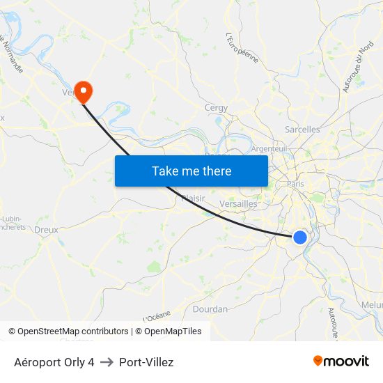 Aéroport Orly 4 to Port-Villez map