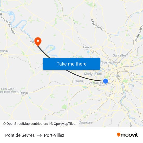 Pont de Sèvres to Port-Villez map