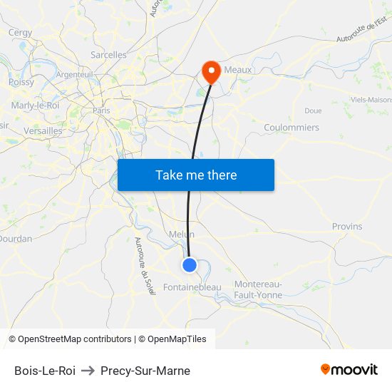 Bois-Le-Roi to Precy-Sur-Marne map