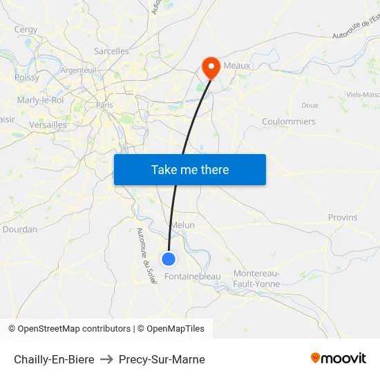 Chailly-En-Biere to Precy-Sur-Marne map