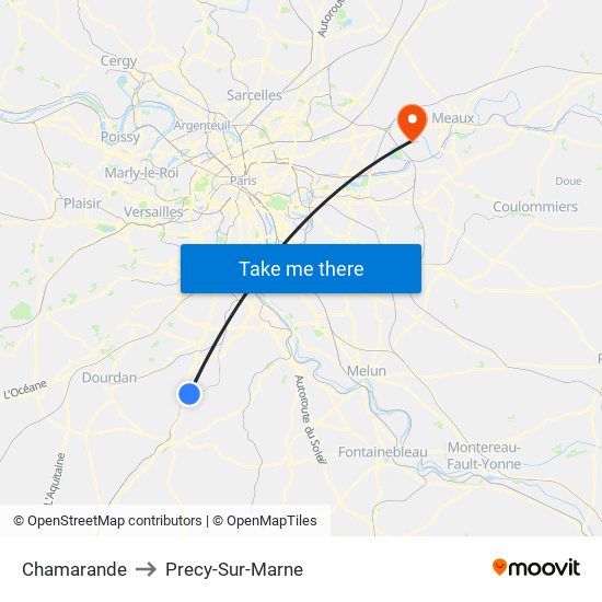 Chamarande to Precy-Sur-Marne map