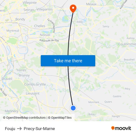 Fouju to Precy-Sur-Marne map