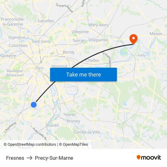 Fresnes to Precy-Sur-Marne map
