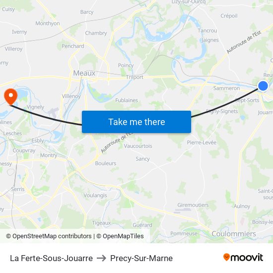 La Ferte-Sous-Jouarre to Precy-Sur-Marne map