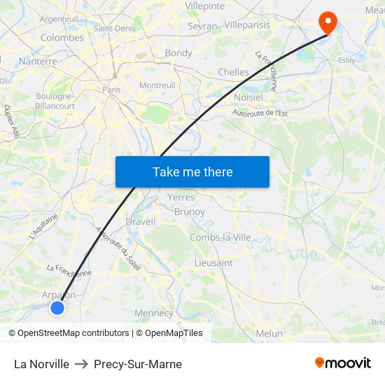 La Norville to Precy-Sur-Marne map