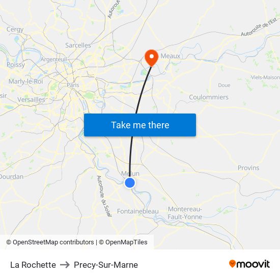 La Rochette to Precy-Sur-Marne map