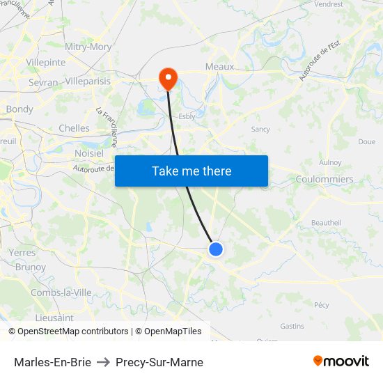 Marles-En-Brie to Precy-Sur-Marne map